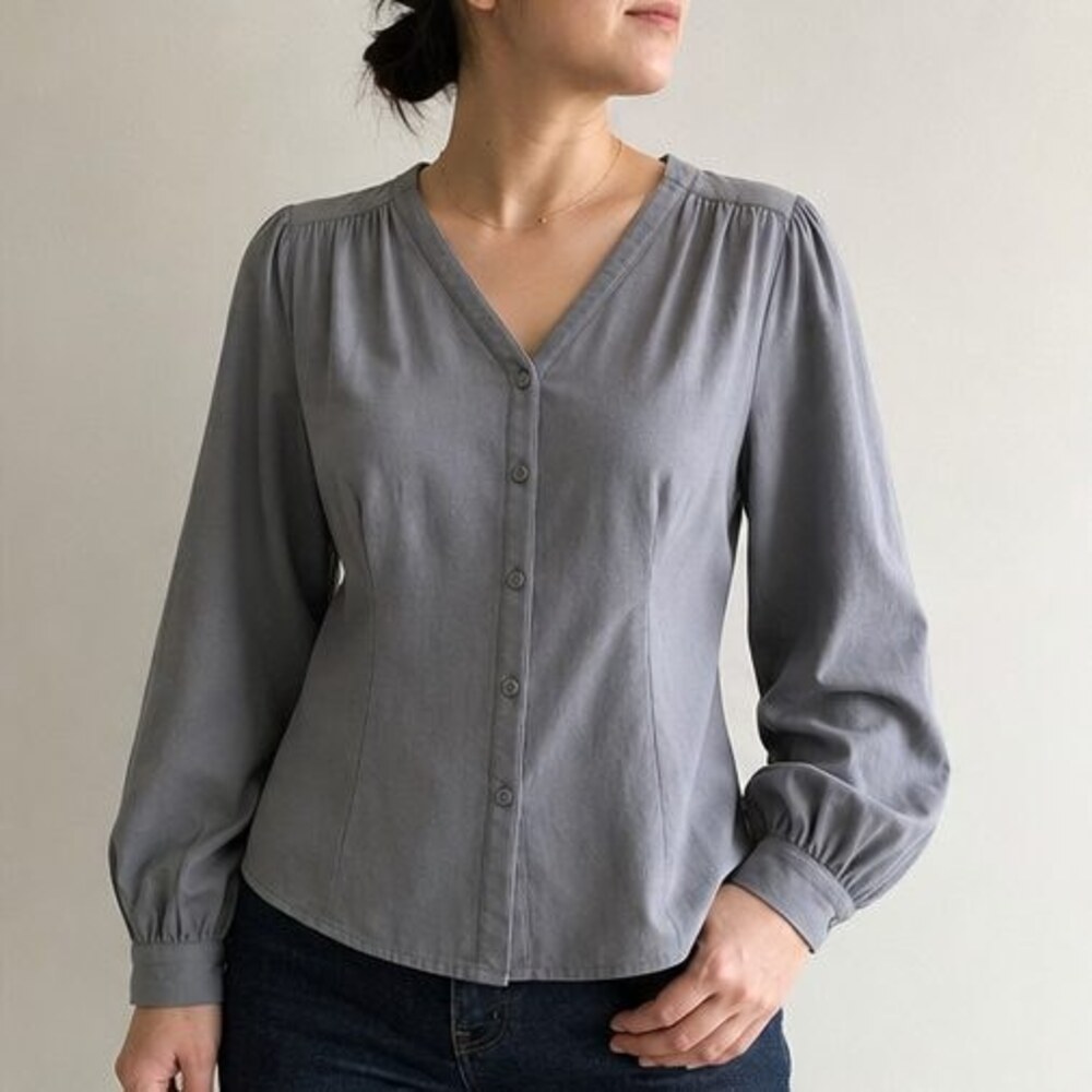 Gray Button Blouse - Picture 2 of 6